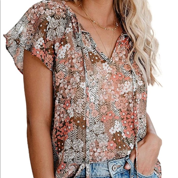 Jennie Floral Printed Boho Top - Picture 1 of 6